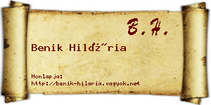 Benik Hilária névjegykártya